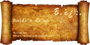 Balás Éva névjegykártya
